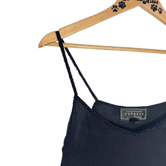 Women's Vintage Express International Silk Beaded Camisole  Goth Punk Top L - Picture 4 of 9